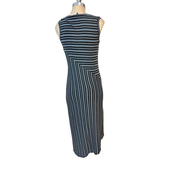 Cabi Dia Women Asymmetrical Midi Dress Blue Gray Striped Sleeveless XS - Picture 4 of 6